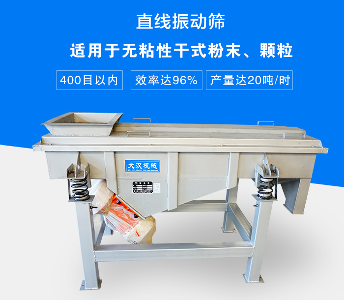 直線振動篩適用于無粘性干式粉末、顆粒，產量達20噸/時